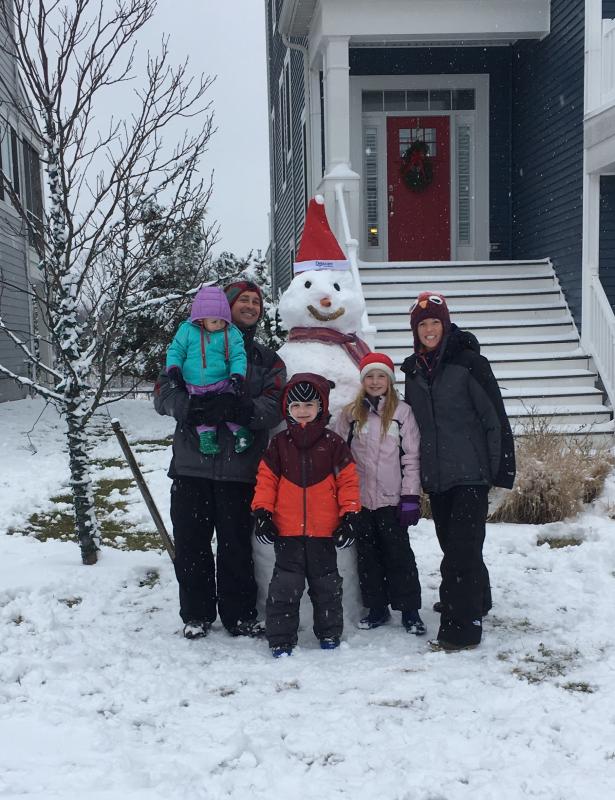 The Preston Family are having a fun snow day on Cedar Avenue in Lewes.