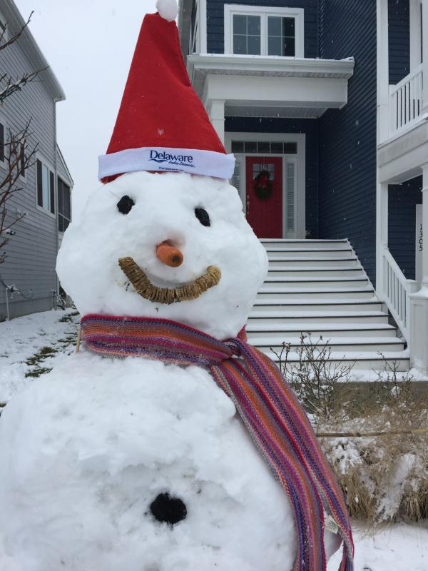 The Preston family’s snowman. Note the hat - he’s a real First State snowman.
