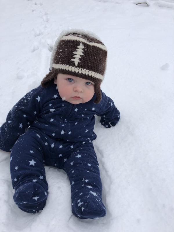 Luke Webb is ready for football and his first snowfall.