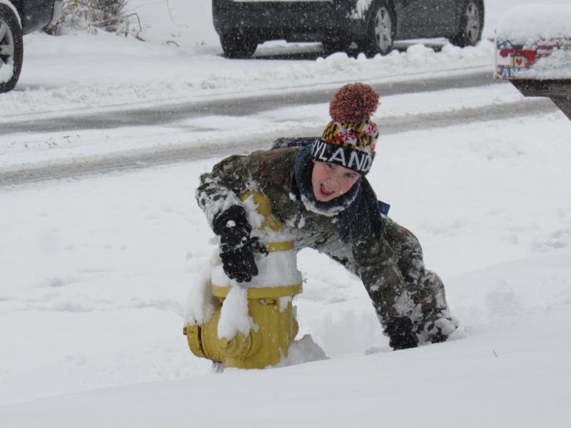 Representing Glen Burnie, Md., Angela Monroe sent in this snow day picture of Mason Monroe.