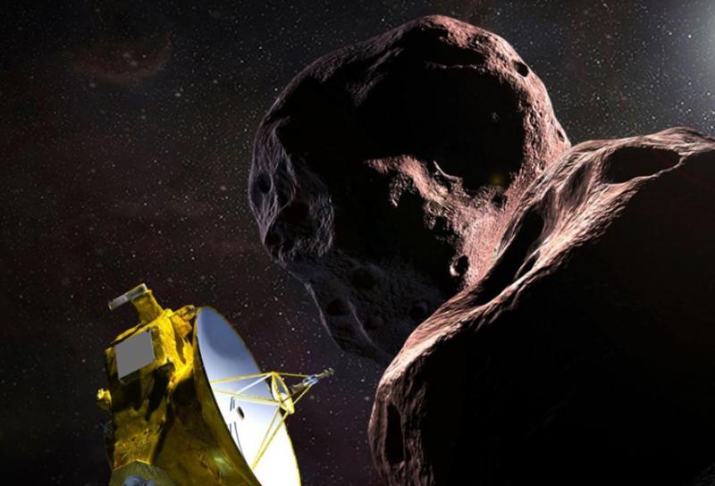 This NASA image shows an artist’s conception of the New Horizon spacecraft passing the asteroid known as Ultima Thule. The closest the imaging spacecraft came to the asteroid, early on New Year’s Day, was about 2,000 miles. The asteroid is about 4 billion miles from Earth. Ultima Thule means: ‘a distant unknown region; the extreme limit of travel and discovery.’ This successful mission marks the most remote object in space that mankind has ever explored. NASA IMAGE