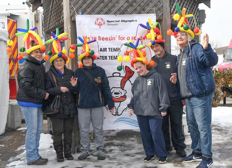The Hoppy Plungers get a picture before the jump. Shown are (l-r) Ginger, Joanne and William Aikens, Raven and Bill Polite and Tom Greenwood. DAN COOK PHOTO