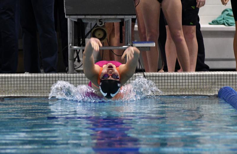 Sussex Tech’s Kelsey Fowler starts of the medley relay for the Ravens.