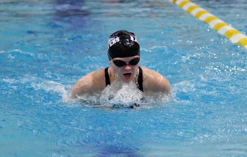 Tech’s Kylie Mitchell places fifth in the 100 breaststroke with a time of 1:11.40.