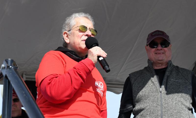 Rehoboth Beach City Manager Sharon Lynn welcomes the crowd to the 2019 Polar Bear Plunge. DAN COOK PHOTO