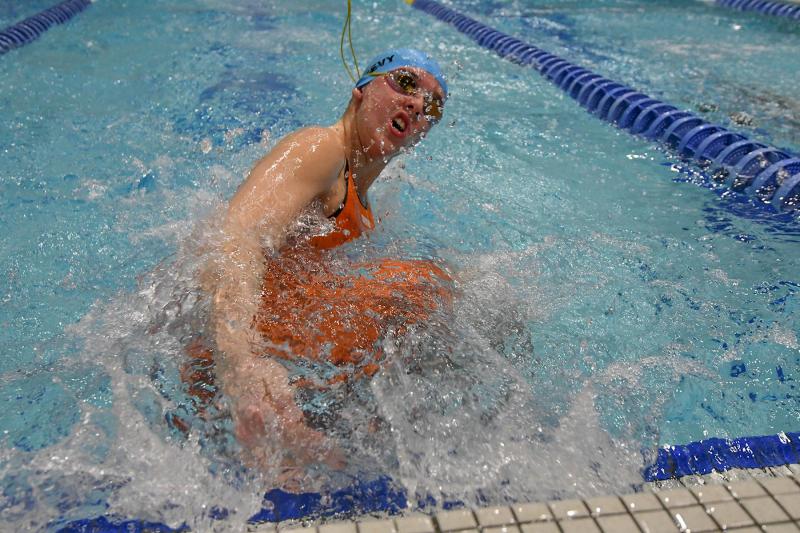 Cape senior Madelyn McGreevy makes the turn in the 100 breaststroke.