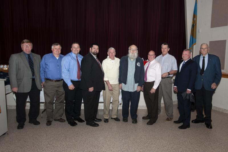 All the past fire chiefs in attendance were recognized. Pictured (l-r) are Chuck Snyder, Leonard Tylecki, Bryon Burton, Don Mitchell, Howard Blizzard, Sudler Dill, Harry Miller, Jeff Blizzard, Chatham Marsch, and Jay Futcher. SUBMITTED PHOTOS