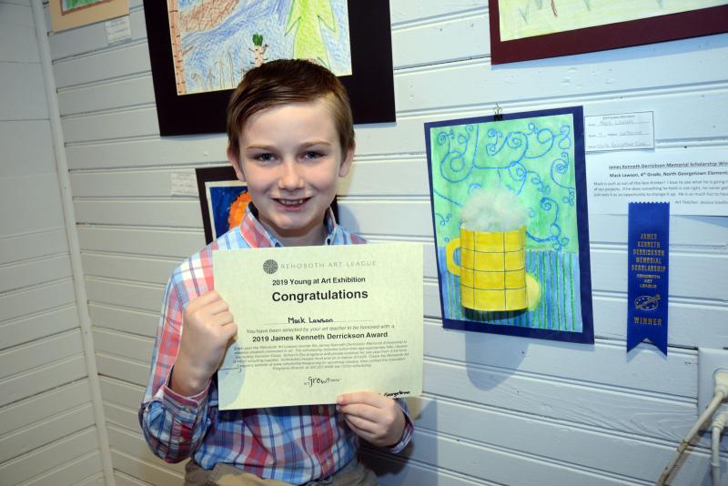 Mack Lawson, a fourth-grader at North Georgetown Elementary, received a James Kenneth Derrickson Memorial Scholarship for his watercolor piece. Young at Art