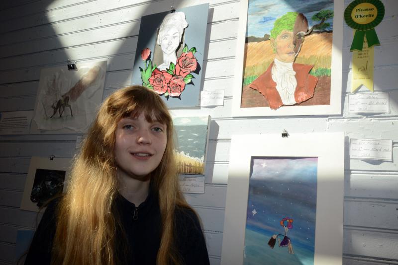 Sara Alban, an eighth-grade student at Southern Delaware School of the Arts, won a Picasso-O’Keeffe Aspiring Young Artist cash award for her figurative oil pastel. Young at Art