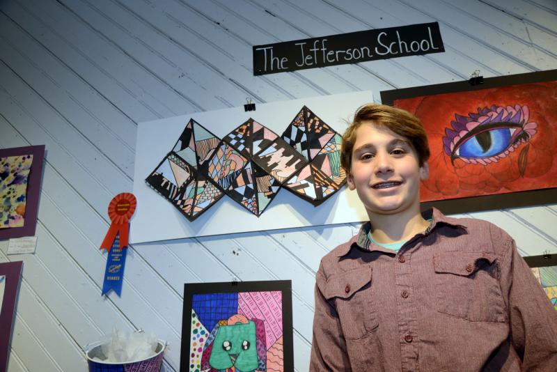 Will Ciabattoni, a sixth-grade student from The Jefferson School, won an honorable mention Howard Pyle Studio Group cash award for his three-dimensional painting. Young at Art