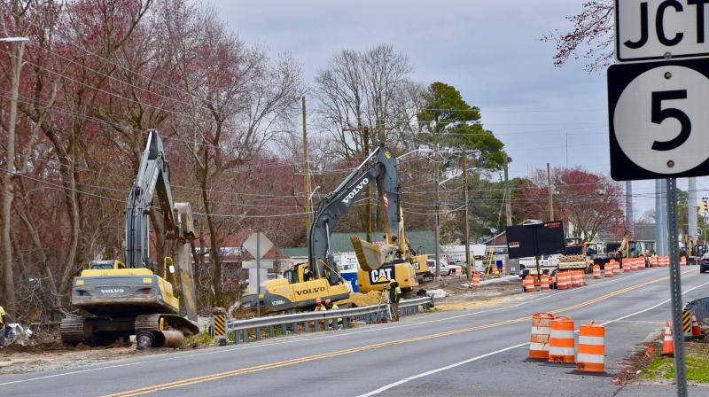 Work on the Rt. 9/Harbeson Road intersection bridge replacement began in early April. RON MACARTHUR PHOTO