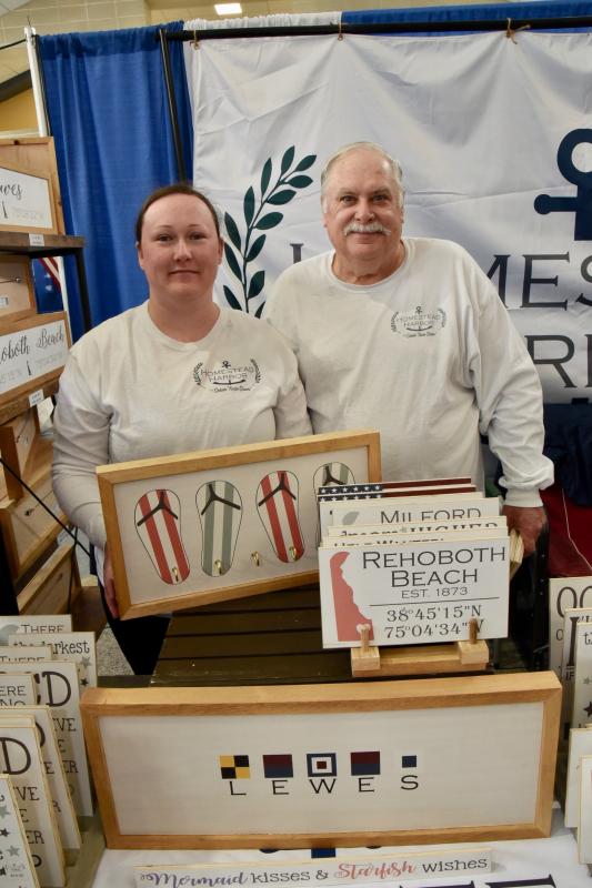 Mindy and Bill Lobecker of Homestead Harbor in Dagsboro display some of the hottest decor items in the resort-area marketplace.
