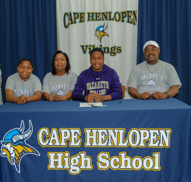 Bradley Seneus is on his way to Nazareth College. Pictured are (l-r) family members Yvette, Jeanpaul, Bradley and Ashton Seneus.