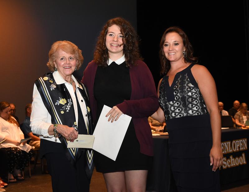 Viva D'Anna, center, is shown with Doris Rogers of Rehoboth Beach Country Club John Roca Memorial Art Award and Cape Principal Nikki Miller.