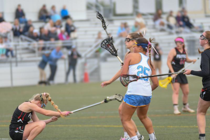 A Panthers player ducks an Anna Stancofski shot on goal.