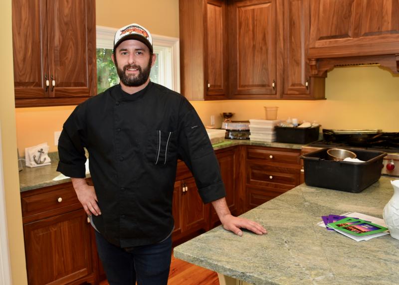 Sean Corea, general manager and executive chef at Fork and Flask at Nage along Route 1 near Rehoboth Beach, is ready to start cooking at the home of Mary and Patrick White.