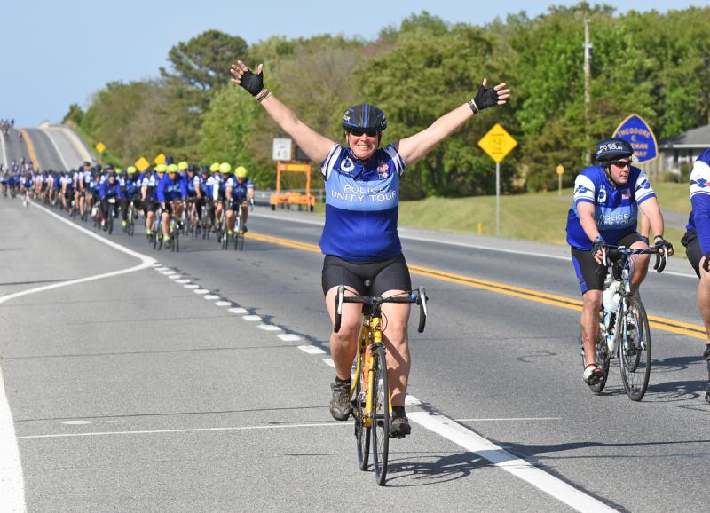 Lewes resident June Rose Futcher rides with the Police Unity Tour en route to the National Law Enforcement Memorial in Washington D.C. NICK ROTH PHOTOS