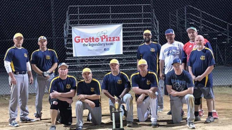 Delaware Association of Police softball players shown are in back (l-r) Vincent “Buddy” Jordan, Ryan Jordan, Hector Cuadrado, Justin Scheiger, Ryan “Stew” Stewart and David “Dusty” Rhodes. Kneeling in front are Matt Cavanaugh, Justin Cannon, Ryan Haan, John “Shark” Ciritella and Sean Castagana. SUBMITTED PHOTO