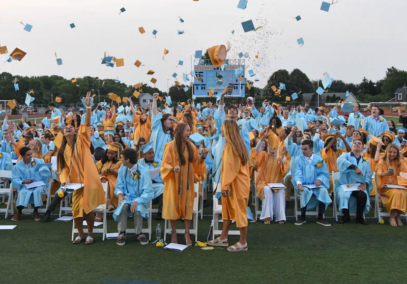 The Cape Class of 2019 students cheer after school board President Alison J. Myers declares them graduated. DAN COOK PHOTO