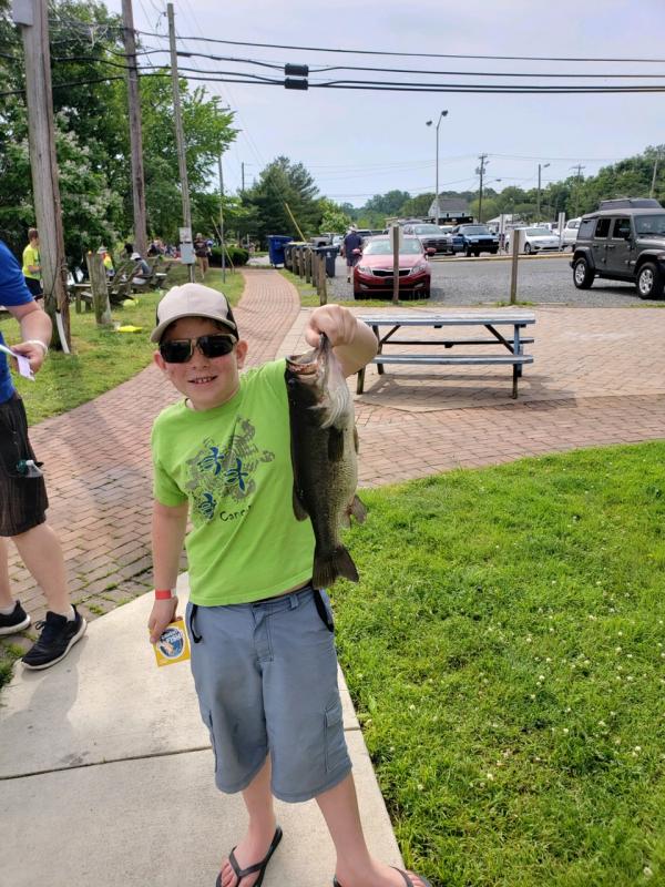 One of the larger fish was this bass, caught by Hunter O’Neill, 8, of Georgetown, who fished along with his brother, Drake, 10. SUBMITTED PHOTO