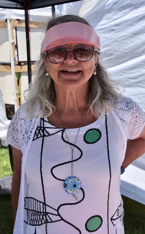 Susanna Hinnawi, this year’s featured artist from Italy, creates mosaics using sea glass and ceramics.