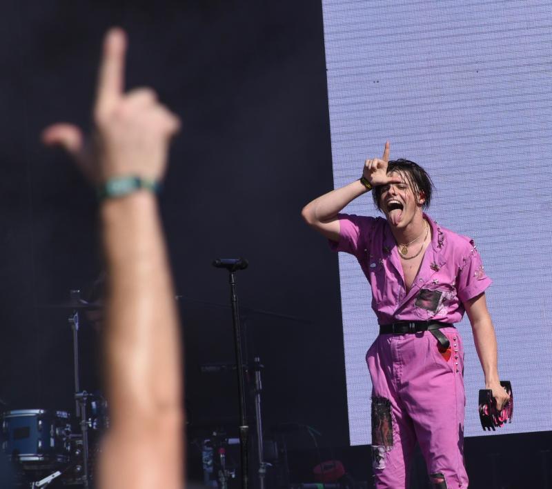 Dominic Harrison, a British alternative rock musician, has to win the award for the most energetic performer as he performs with his band, Yungblud, on The Prism stage.