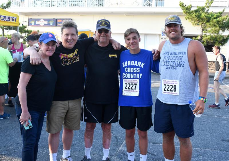 The Bastian extended family was represented before the race. Shown are (l-r) Jen and Jay Bastian, Jim Bastian, Jake Bastian and Grant Gillan.