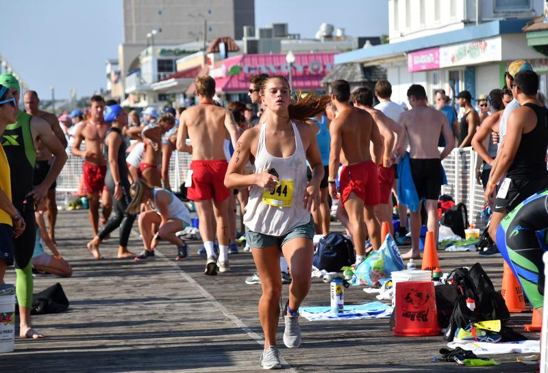 Molly Weeks of Rehoboth leaves the hectic transition area.