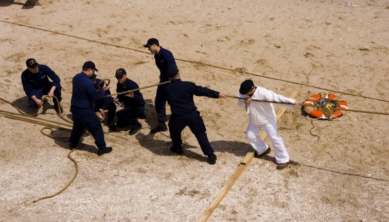 A 19th century rescue technique known as the breeches buoy system allowed surfmen to save shipwreck victims without leaving shore. FILE PHOTO