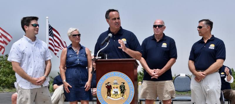 Local legislators offer their thanks to those responsible for the project. They are (l-r) Rep. Bryan Shupe, R-Milford; Rep. Ruth Briggs King, R-Georgetown; Sen. Ernie Lopez, R-Lewes; Speaker of the House Rep. Pete Schwartzkopf, D-Rehoboth Beach; and Rep. Steve Smyk, R-Lewes.