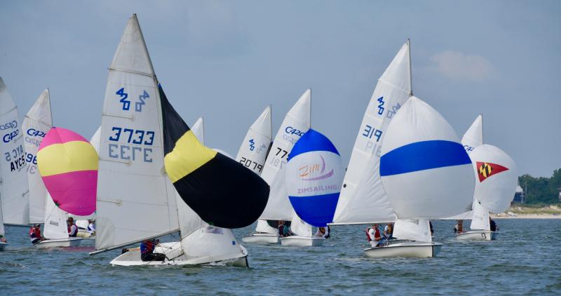 Colorful spinnakers fill Delaware Bay during the two-day USA Junior Olympic Sailing Festival. RON MACARTHUR PHOTOS