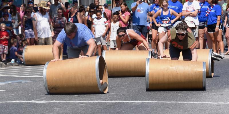 Adults get in on the action during the barrel roll.