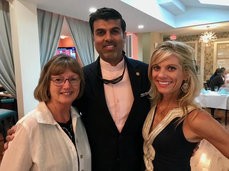 Guests (l-r) Chris King, Dr. Vinay Hosmane, and Karen Sposato of Sposato Wines were part of the group who helped Raas test its food, drink, service and kitchen systems during a pre-opening shakedown dinner. King taught Hosmane when he was a student in Cape schools. He is now a partner in the Masala Hospitality group that owns and operates Raas. Sposato Wines are among the drink offerings at the new restaurant. DENNIS FORNEY PHOTOS