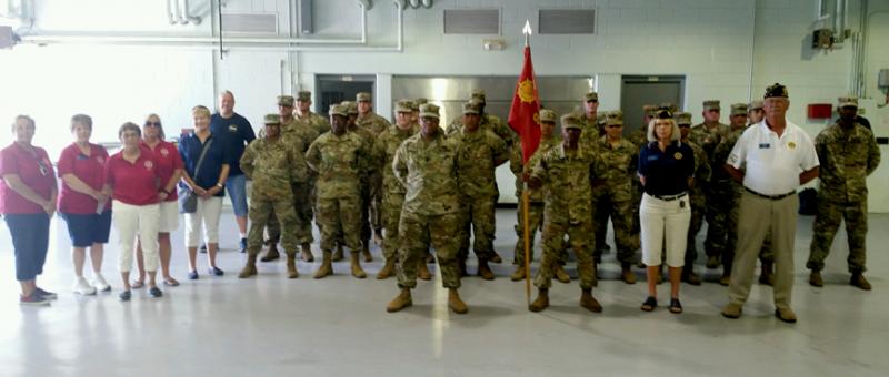 Members of Lewes’ U.S. Army Reserve, 946th Transportation Unit, are in camouflage uniform. Also shown are (l-r) Auxiliary Unit 17 members Gail Sellazzo, Sandy Keen, Pat Schneider and Di Davis; veterans Karen and Vince Bernhard; Post Chaplain Robin Sweigart; and Post Commander Ed Bergen. Not pictured is SAL Historian Dan Davis, who took the photo. SUBMITTED PHOTO