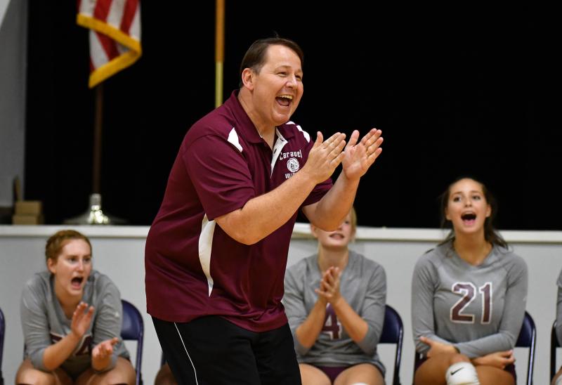Cape grad Mike Leclerc leads the Caravel squad past the Royals. He is the son of retired Cape teacher Maureen Leclerc.