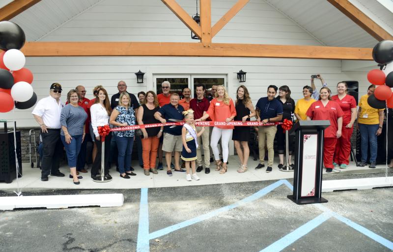 Joining the ribbon cutting are (l-r) Bob Holston, Georgetown council member; Lisa Cadorette, BVSPCA chief development officer; Bill West, Georgetown mayor; Sara Landon, DVM, BVSPCA; Jody Rini, BVSPCA practice manager; Chris Motoyoshi, director Office of Animal Welfare; Joanna Miller, assistant director OAW; Richard Byrne, Rehoboth Beach commissioner; Jim Prettyman, BVSPCA board member; Walt Fenstermacher, BVSPCA senior operations director; Little Miss Sussex, Georgia Murray; Adam Lamb, BVSPCA CEO; Cheryl Crowe, BVSPCA board member; Maggie Lyon, BVSPCA development director; Eli Martinez, BVSPCA senior development director; and a few staff and volunteers.