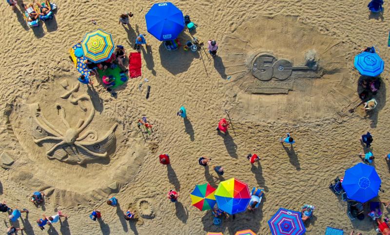 With a beach umbrella nearby, it gives a good indication of how big the sculptures are. ROB WATERS PHOTO