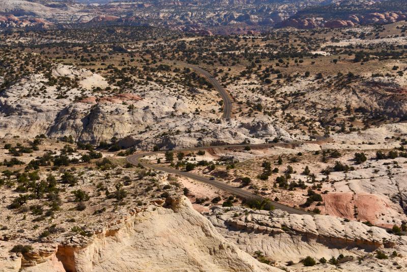 The Grand Staircase-Escalante National Monument covers more than 1 million acres and provides a dramatic change in scenery from the forests on the eastern end of Route 12.
