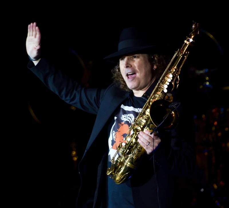 Boney James, saxophonist, songwriter and producer, walks out on the Cape Henlopen High School stage on opening night of the jazz festival. RON MACARTHUR PHOTO