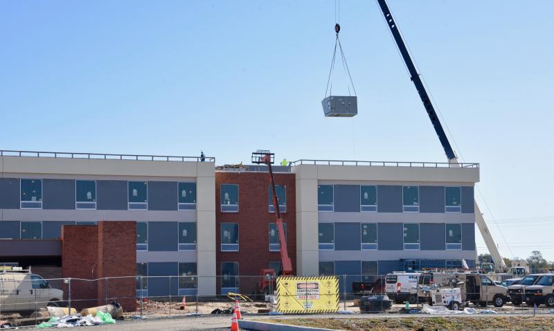 Construction continues on a Home 2 Suites by Hilton hotel off Route 1 and Savannah Road near Lewes. It’s one of three new hotels under construction in the Cape Region. All three – as well as all hotels in unincorporated areas – would be subject to a new county lodging tax if approved by Sussex County Council. RON MACARTHUR PHOTOS