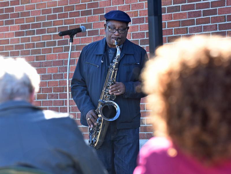 Everett Spells plays a little jazz for the Historic Lewes Farmers Market crowd Oct. 19 at Shields Elementary School. NICK ROTH PHOTO
