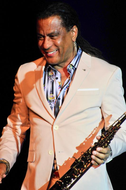 Marion Meadows smiles as the crowd applauds during his Oct. 19 concert at Cape Henlopen High School. RON MACARTHUR PHOTO