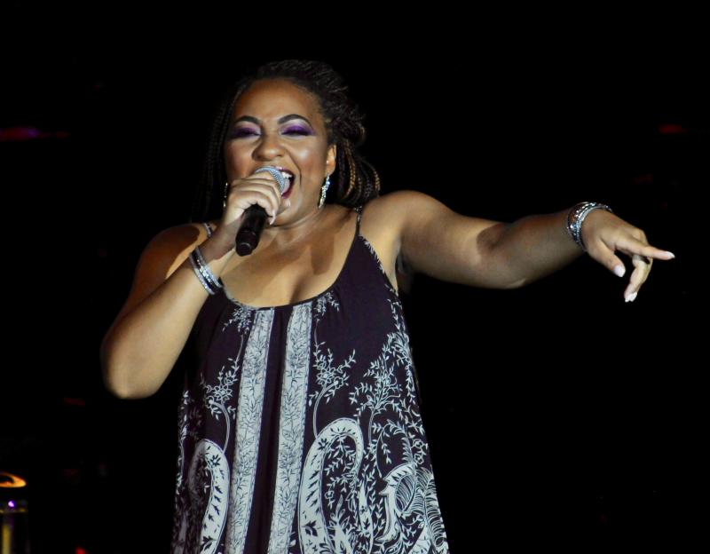 Selina Albright, who writes songs based on her own life experiences, performs for a sold-out crowd Oct. 19 at Cape Henlopen High School. RON MACARTHUR PHOTO