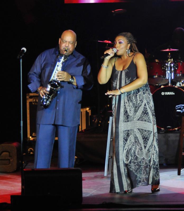 Father and daughter, Gerald and Selina Albright, perform a number together Oct. 19 on the Cape Henlopen High School stage. RON MACARTHUR PHOTO