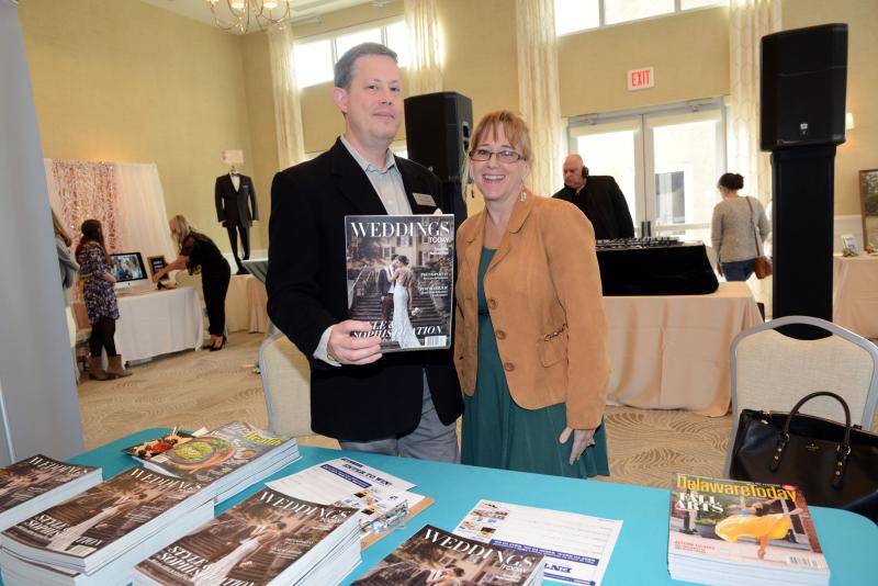 Partnering with Lighthouse Cove was Delaware Today. Shown are Editor Scott Pruden and Account Executive Trish Kotylk. Wedding give away
