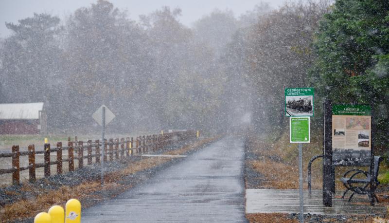 It’s not a good day to take a walk or bike ride on the Lewes-to-Georgetown Trail. RON MACARTHUR PHOTO