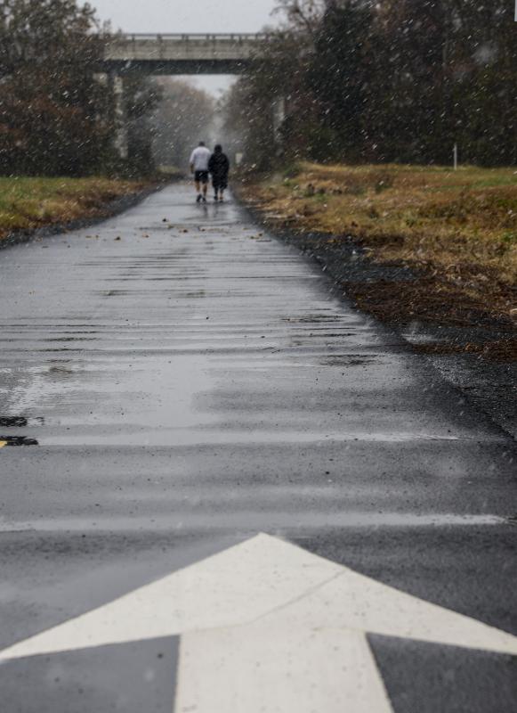 Neither rain nor sleet nor snow will keep people from the Lewes-to-Georgetown Trail. DENY HOWETH PHOTO
