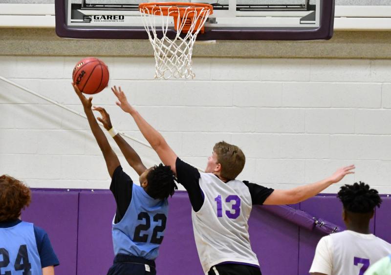 Royals forward Andrew Workman, right, goes for the block on Cape’s Ronnie Lofland.
