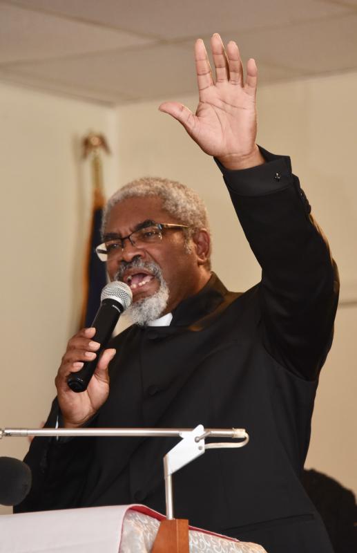 Invited speaker the Rev. Joe Poe, of Mt. Zion Missionary Baptist Church in Snow Hill, Md., says God has power over all things.