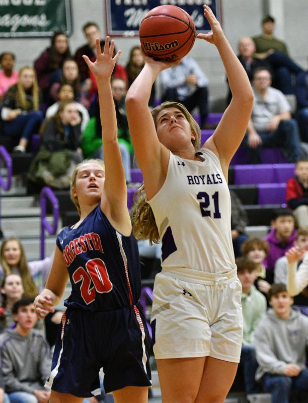 Junior Kandice Schlabach hits for the Royals.